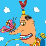 web-man-dog-butterflies